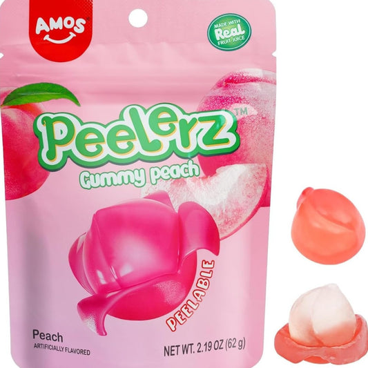 Amos Peelerz - Peelable Peach Gummy (12 bags)