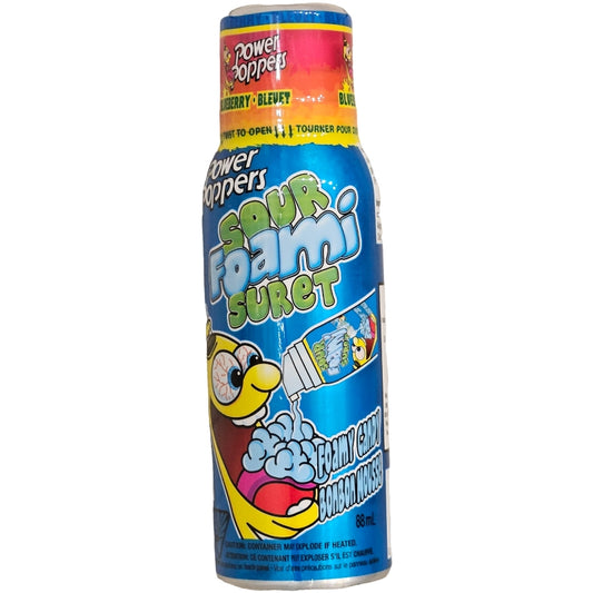Power Poppers Sour Foam Candy Blueberry