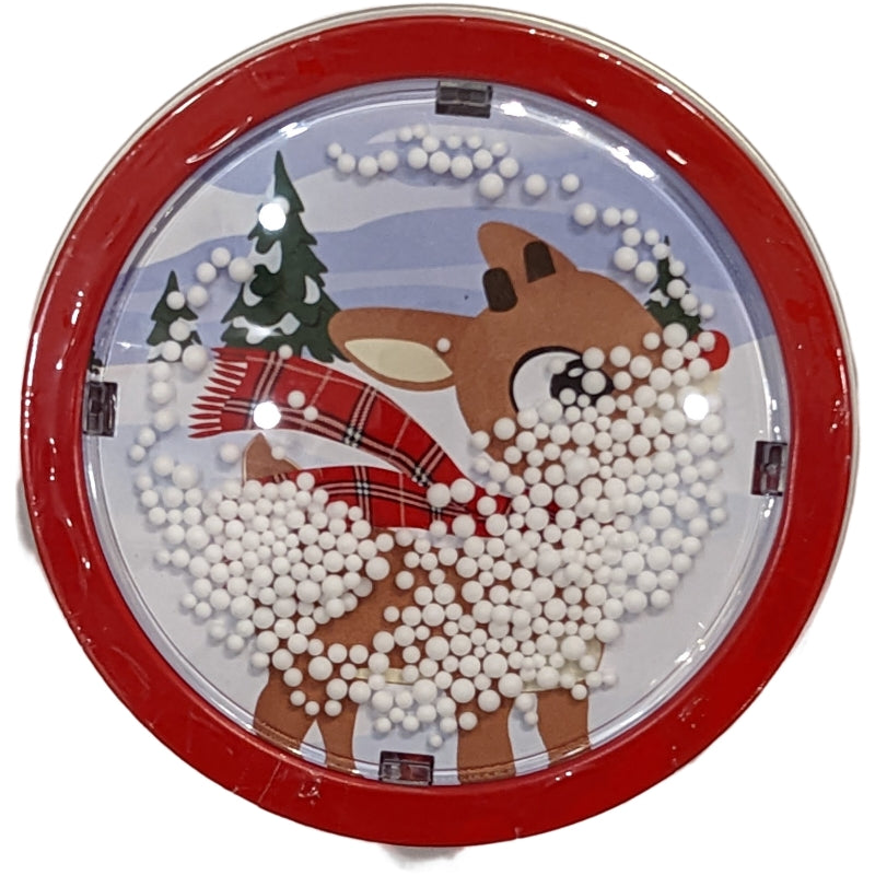 Rudolph Holiday Snow Globe Candy Tin