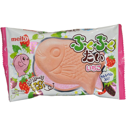 Meito Puku Puku Tai Fish Shaped Wafer - Strawberry (Japan)